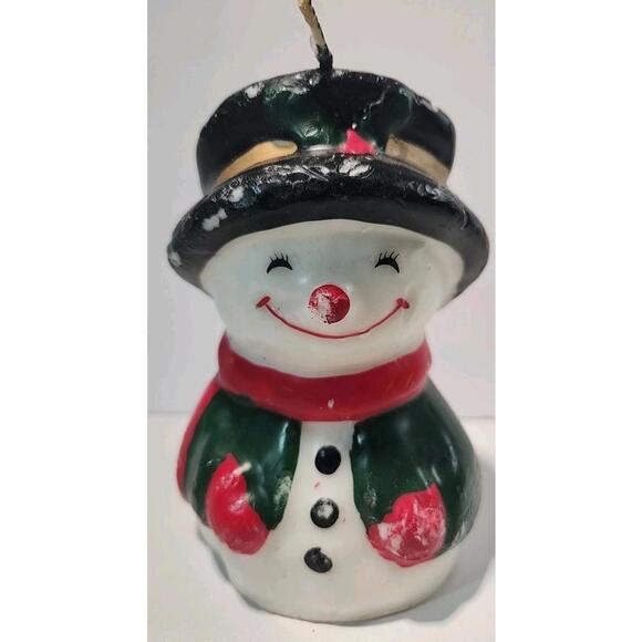 Vintage Wax Christmas Snowman Candle - Picture 1 of 15